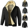 thumbnail image 1 of Txeol Mens Full Zip Up Hoodies Sherpa Lined Fleece Jacket Long Sleeve Solid Color Puffer Coats with Pockets Black XS, 1 of 6