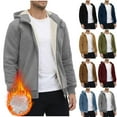 thumbnail image 1 of Txeol Mens Full Zip Up Hoodies Sherpa Lined Fleece Jacket Winter Long Sleeve Warm Drawstring Sweatshirt Jackets with Pockets,Coffee XXL, 1 of 7
