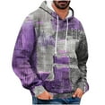 thumbnail image 1 of Txeol Mens Graphic Hooded Sweatshirt Lightweight Long Sleeve Hoodies with Kangaroo Pocket Outdoor Workout Sweatshirts,Purple,L, 1 of 5