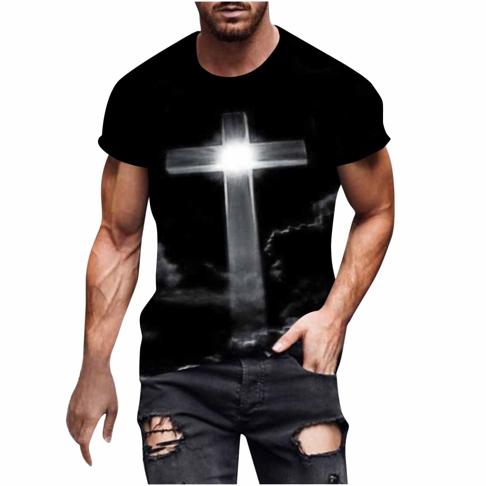 Txeol Mens Graphic Muscle Shirt,Men's Vintage Faith Jesus Cross Print ...