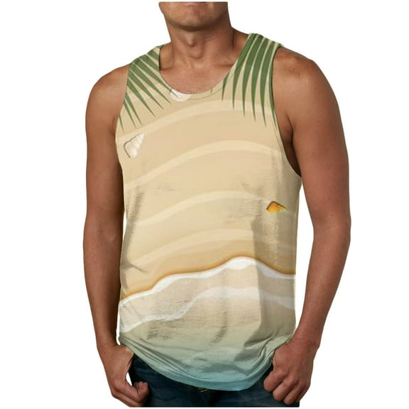 Txeol Mens Hawaiian Tank Tops Big and Tall,Palm Tree Tanks Tops for Mens Cool Printed Graphic Sleeveless Beach Vacation Tank Top Muscle Shirt for Workout Gym Jogging