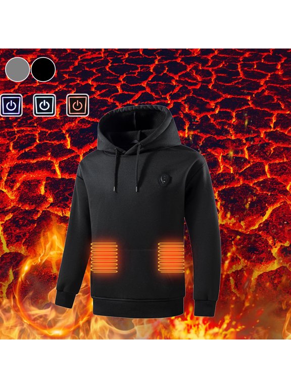 Mens Heated Jackets Thermal 5 Heating Zones Coat with Pockets Lightweight USB Charing Hooded Down Jacket for Winter Clothes,Gray,M