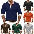 thumbnail image 1 of Txeol Mens Henley Shirts Long Sleeve Casual Button Down Muscle T-Shirt Fashion Color Block Cotton Workout Tee Tops,Black,M, 1 of 5