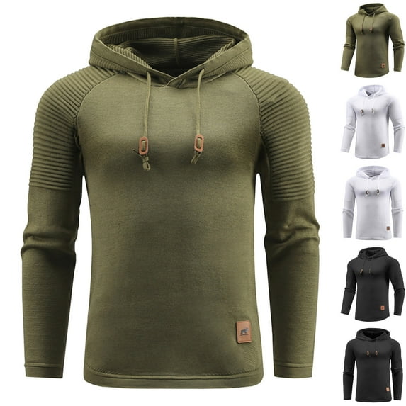 Txeol Mens Hooded Sweatshirt Long Sleeve Athletic Pullover Sweater Basic Solid Color Lightweight Drawstring Hoodies,Army Green XXL