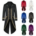 thumbnail image 1 of Txeol Mens Medieval Steampunk Tailcoat Jacket Halloween Costume Long Sleeve Coat Victorian Renaissance Pirate Tuxedo, Black,Blue,White,Red,Purple,Green, S,M,L,XL,XXL,XXXL,XXXXL,Black,XXXXL, 1 of 9