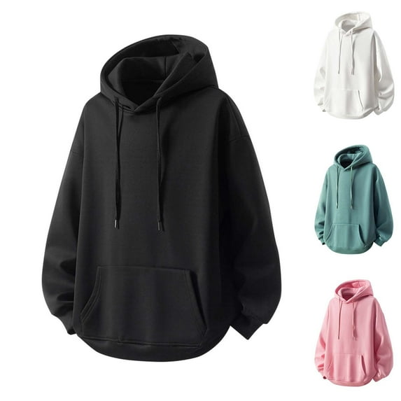 Txeol Mens Oversized Hoodie Sweatshirts Long Sleeve Drawstring Hooded Pullover Casual Solid Color Fall Winter Hoodie Blue XXXXXL