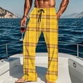 thumbnail image 1 of Txeol Mens Pajama Pant Big and Tall Plaid Lounge Sleep Bottoms Lightweight Straight Leg Drawstring Waist Pants with Pockets,Yellow,L, 1 of 10