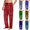 thumbnail image 1 of Txeol Mens Pajama Pants Christmas Plaid Loungewear Cotton Comfy Pj Bottoms with Pockets,Dark Blue S, 1 of 7