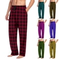 thumbnail image 1 of Txeol Mens Pajama Pants Fashion Plaid Straight Leg Lounge Pants Cotton Comfy Pj Bottoms with Pockets Sleepwear Christmas Gifts,Dark Blue,XXL, 1 of 7
