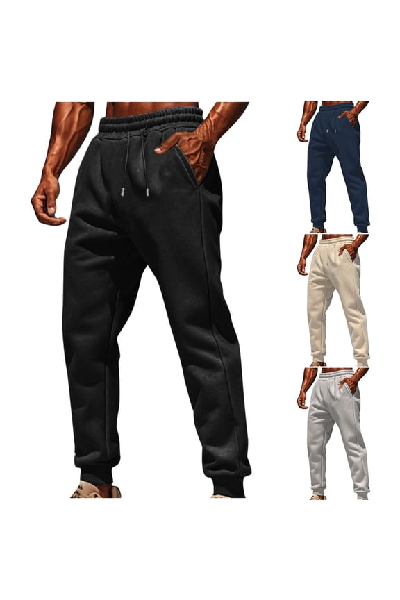 Mens Performance Fleece Lined Joggers Elastic Waist Lightweight for Outdoor Sports Navy,XXL
