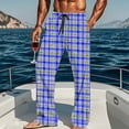 thumbnail image 1 of Txeol Mens Plaid Drawstring Pants Comfy Elastic Waist Lounge Bottoms with Pockets Casual Straight Leg Pants,Blue,XXXL, 1 of 10