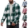 thumbnail image 1 of Txeol Mens Plaid Jacket Casual Button Down Long Sleeve Checkered Hoodies Drawstring Hood Sweatshirts with Chest Pocket,Green M, 1 of 10