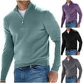 thumbnail image 1 of Txeol Mens Quarter Zip V Neck Sweaters Long Sleeve Solid Color Knitted Pullover Fall Winter Warm Pullover Tops,Gray,S, 1 of 6
