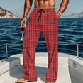 thumbnail image 1 of Txeol Mens Red Plaid Pj Pants Big and Tall Straight Leg Lounge Trousers Casual Drawstring Waist Pjs Bottoms with Pockets,XL, 1 of 10