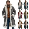 thumbnail image 1 of Txeol Mens Sherpa Lined Winter Coats Button Up Fleece Hooded Jacket with Pockets Comfort Heavyweight Warm Outdoor Coats,Brown,XL, 1 of 7