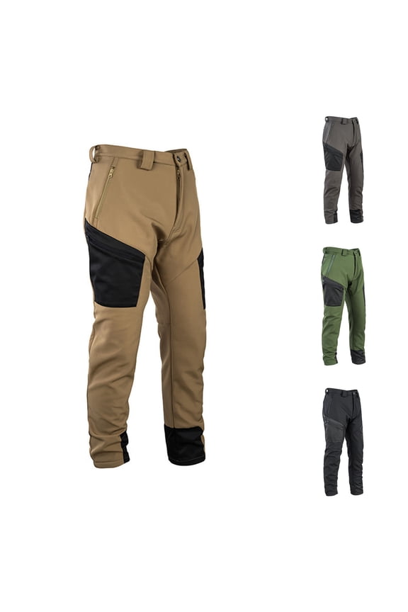 Mens Straight Leg Cargo Pants Color Block Windproof Wear Resistant Multi Pocket Tactical Outdoor Pants Black,S