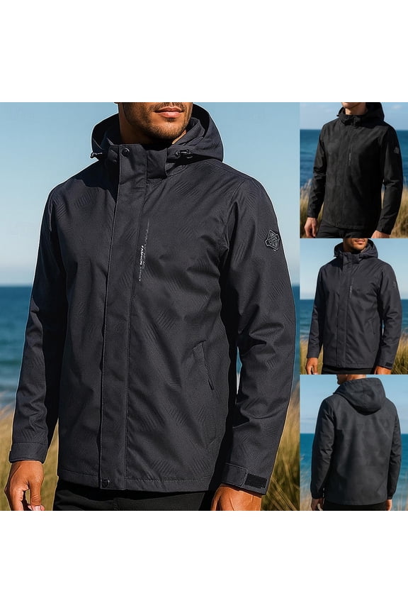 Mens Windproof Water Resistant Rain Jacket 3 in 1 Windbreaker Jacket with Zip Pocket for Mountain Hiking Travel Sport,Gray,XL
