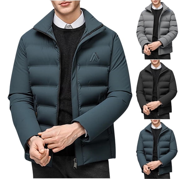 Txeol Mens Winter Down Coat Waterproof Insulated Puffer Jacket Warm Thick Quilted Padded Bubble Outerwear with Pockets 2025,Dark Blue,XXXL