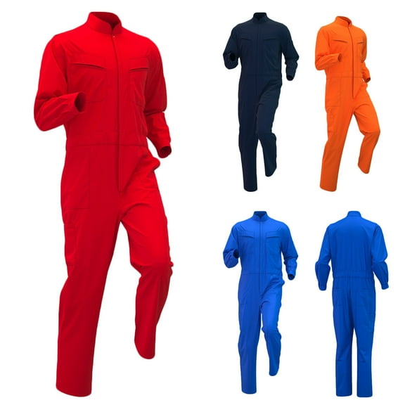 Txeol Mens Work Coveralls Long Sleeve Workwear Zip Front Work Mechanic Jumpsuits Casual Workshop Welding Uniforms Red,XXL
