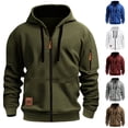 thumbnail image 1 of Txeol Mens Zip Up Hoodie Lightweight Long Sleeve Drawstring Sweatshirt Solid Color Hooded Jackets with Pockets,Army Green,XXL, 1 of 6