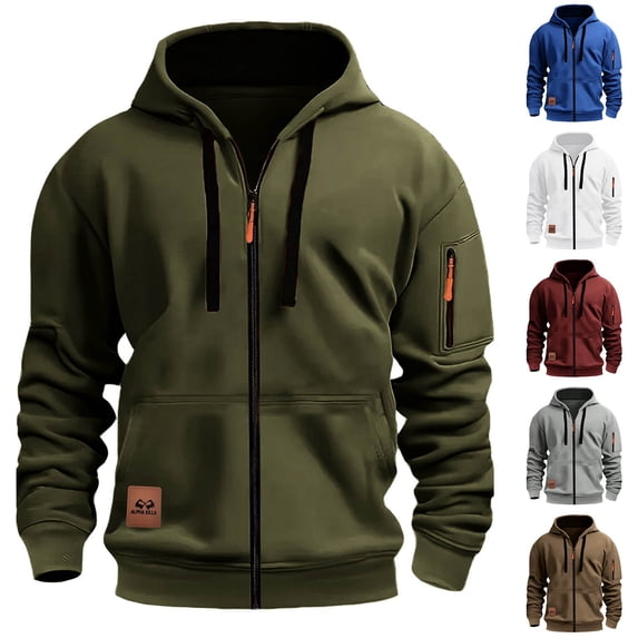 Txeol Mens Zip Up Hoodie Lightweight Long Sleeve Drawstring Sweatshirt Solid Color Hooded Jackets with Pockets,Blue,XL