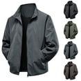 thumbnail image 1 of Txeol Mens Zip Up Jackets Windproof Lapel Collar Jacket Lightweight Outdoor Athletic Bomber Jackets with Pockets,Army Green,XXXXL, 1 of 9