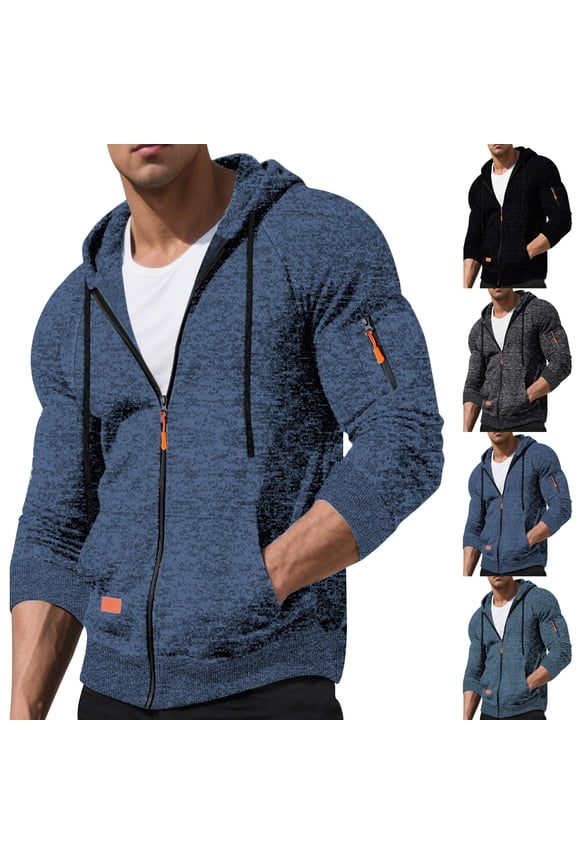 Navy Big and Tall Hoodies for Men Zip Up Tactical Hoodie Jacket Lightweight Fall Winter Fashion Hooded Sweatshirt with Pockets,S