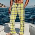thumbnail image 1 of Txeol Plaid Drawstring Pants Men Comfy Elastic Waist Lounge Bottoms with Pockets Casual Straight Leg Pants,Yellow,M, 1 of 10