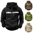 thumbnail image 1 of Txeol Quarter Zip Hoodies Men Long Sleeve Tactical Reflective Strip Sweatshirts with Pocket Casual Lightweight Drawstring Pullover,Green,XL, 1 of 8