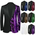 thumbnail image 1 of Txeol Sequin Suit Jacket Men Long Sleeve One Button Sport Coats Shiny Prom Wedding Blazers 2025,Gold,XXL, 1 of 7