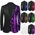 thumbnail image 1 of Txeol Sequin Suit Jacket Men Long Sleeve One Button Sport Coats Shiny Prom Wedding Blazers 2025,Red,XXL, 1 of 9