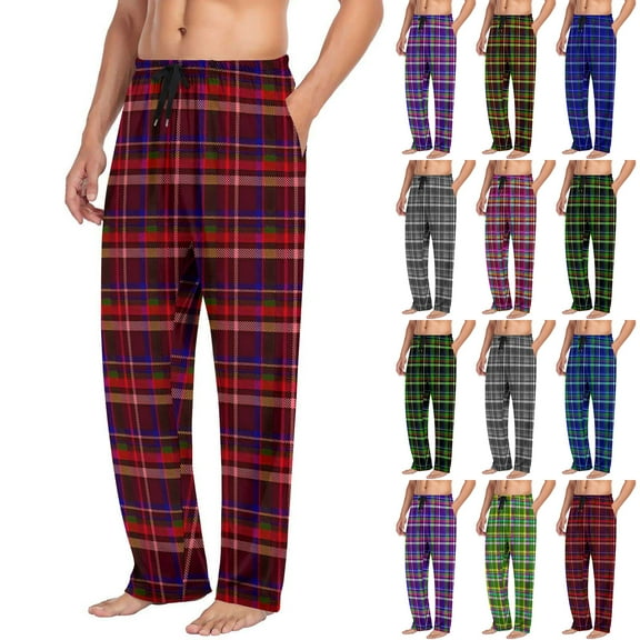 Txeol Sleep & Lounge Pajamas Pants for Men Christmas Plaid Flannel Pjs Bottoms with Pocket Baggy Comfy Cotton Sleepwear Green XXXL