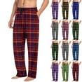 thumbnail image 1 of Txeol Sleep & Lounge Pajamas Pants for Men Christmas Plaid Flannel Pjs Bottoms with Pocket Baggy Comfy Cotton Sleepwear Purple XXXL, 1 of 7