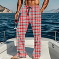 thumbnail image 1 of Txeol Soft Plaid Pajama Pants Men Comfy Elastic Waist Lounge Bottoms with Pockets Casual Straight Leg Pants,Red,S, 1 of 10