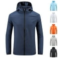 thumbnail image 1 of Txeol Sun Protection Jackets for Men Lightweight Breathable Waterproof Hooded Jackets Zip Up Active Raincoat,Dark Blue,XXXL, 1 of 7
