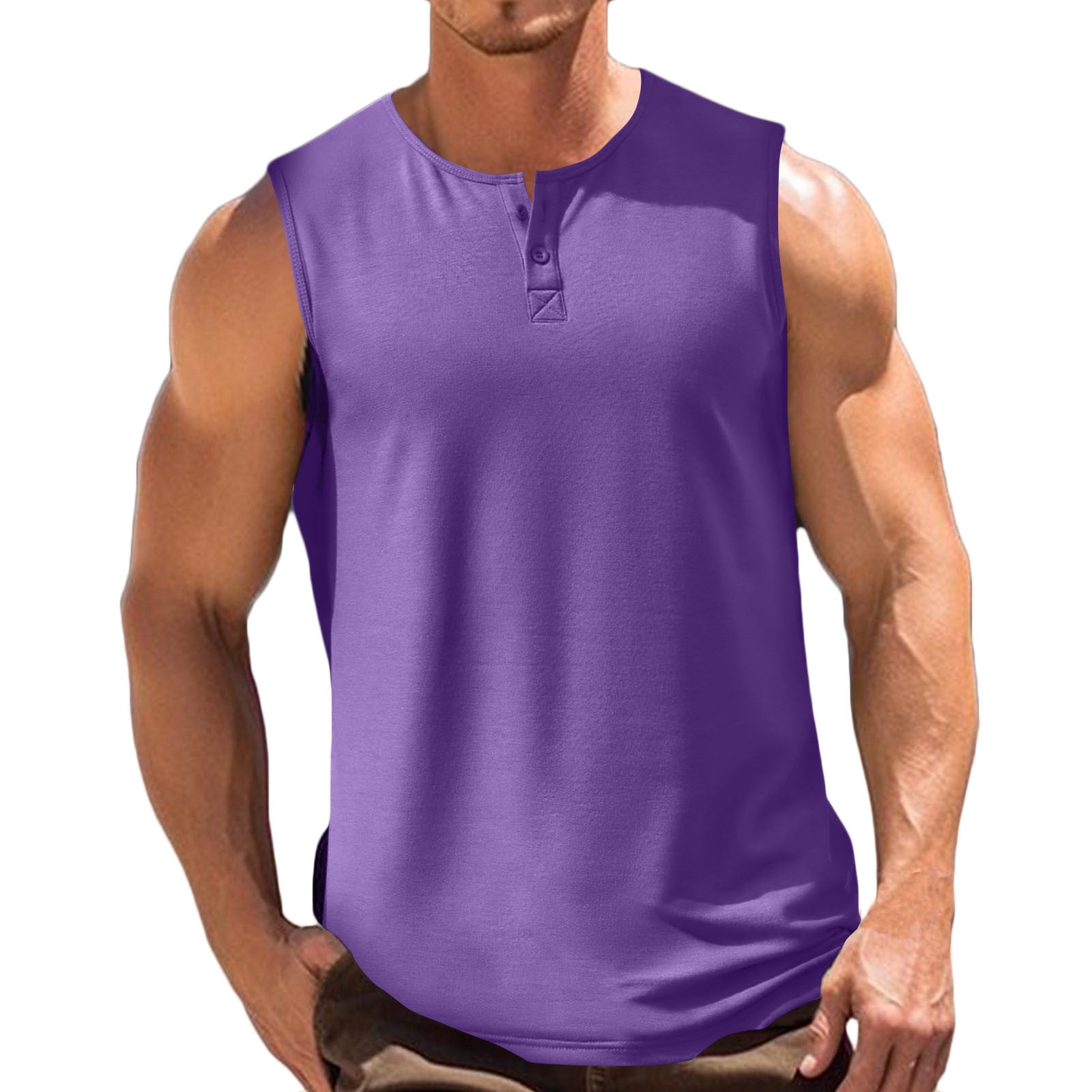 Txeol Tank Tops for Men Gym,Mens Sleeveless Tank Tops 2 Buttons Workout Cut Off Shirts Muscle