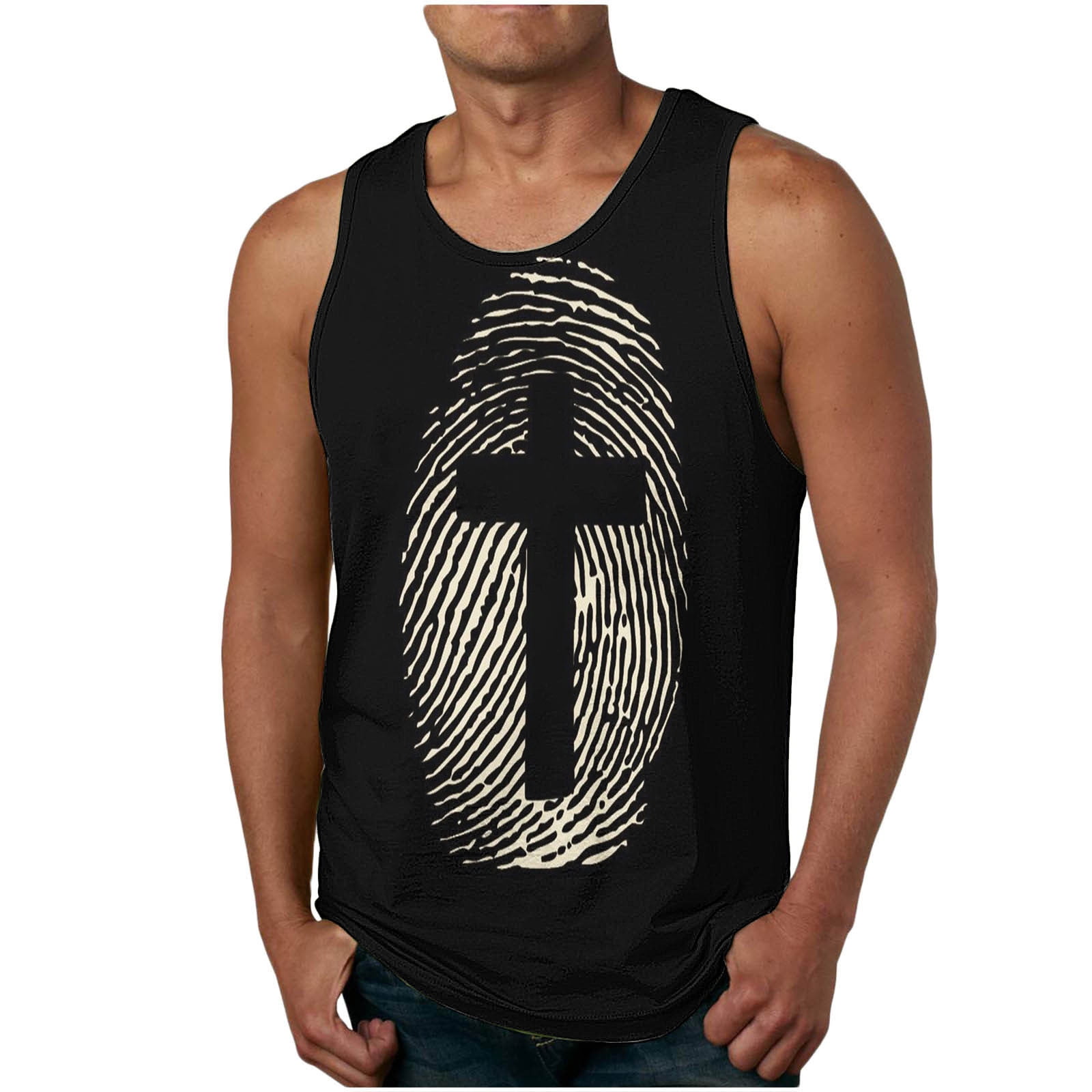 Txeol Tank Tops for Men Plus Size,Men's Graphic Tank Tops Jesus Cross