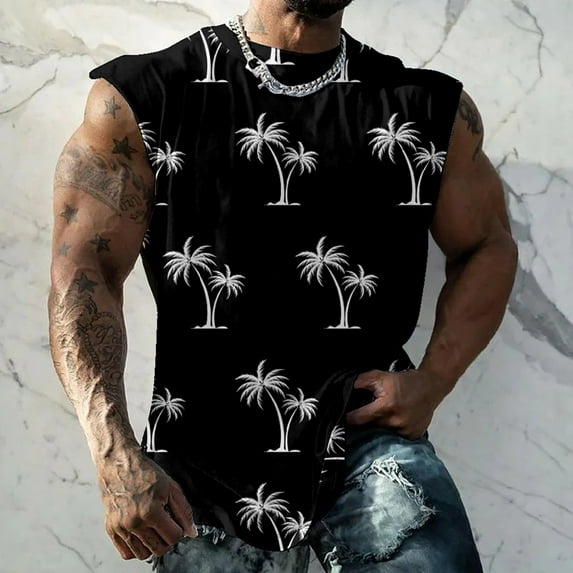 Txeol Tank Tops for Men Workout,Men's T-Shirt Sleeveless Tank Top Gym Workout Summer Novelty Graphic Tee Casual Loose Fit Crew Neck Shirt Quick Dry