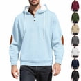 thumbnail image 1 of Txeol Waffle Men's Hoodie Button Collar Hooded Sweatshirts Long Sleeve Casual Pullover Tops Army Green M, 1 of 6