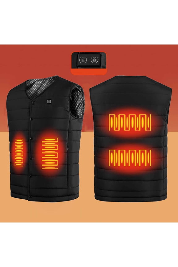 Winter Coats for Women and Men 4 Heating Zones Heated Vest Zip Up Warm Sleeveless Puffer Jackets for Hunting Skiing,Black,S