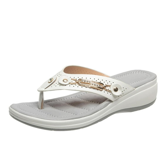 Txeol Womens Sandals with Arch Support,Orthopedic Sandals for Women,Women Walking Slippers with Arch Support Summer Anti-Slip Breathable Sandal Vintage Slip On White