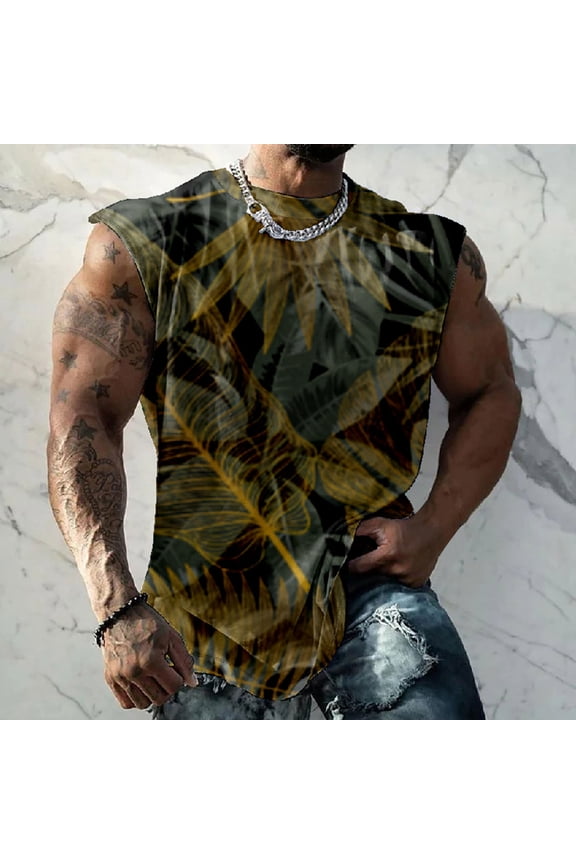 Workout Stringer Tank Tops for Men,Men's T-Shirt Sleeveless Tank Top Gym Workout Summer Novelty Graphic Tee Casual Loose Fit Crew Neck Shirt Quick Dry