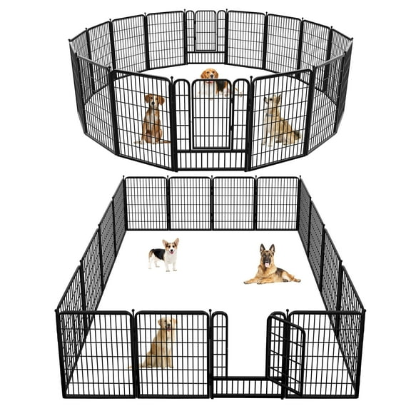 Txh001 Dog Playpen Outdoor,16 Panels 40inch Metal Dog Fence with Doors for Large/Medium/Small Dogs Pet Puppy Playpen Exercise Pen for RV, Camping, Yard