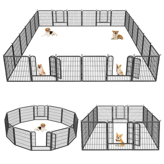 Txh001 Dog Playpen Outdoor, 24 Panels 32inch Indoor Dog Pen with Doors for Large/Medium/Small Dogs Pet Playpen Outdoor Dog Fence for RV, Camping, Yard