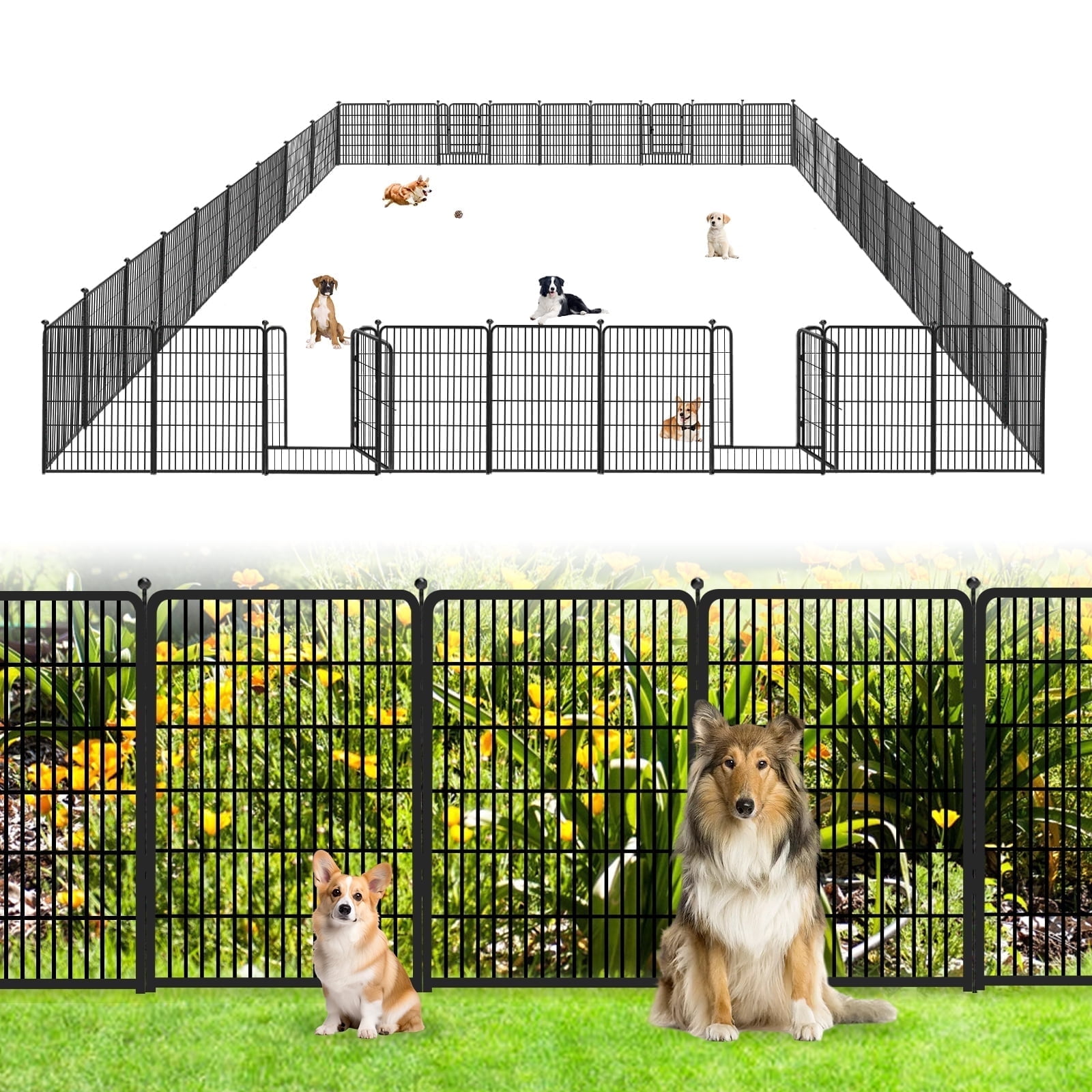 Txh001 Garden Fence 36 Panels 83ft(L)×40in(H) Animal Barrier Decorative Metal Wire Fence with Gate Flower Bed No Dig Fence Temporary Fencing for Backyard Patio