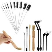 Txkrhwa 18PCS Professional Espresso Brush Kits, Coffee Brushes Set, Wooden Coffee Grinder Cleaning Brush, Natural Bristles Wood Dusting Nylon Espresso Brush for Coffee Machine Group Head