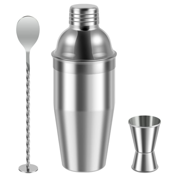 Txkrhwa 25oz Martini Shaker Set with Cocktail Shaker, 3PCS Cocktail Shaker Bar Set, Measuring Jigger and Mixing Spoon Stainless Steel Bar Mixer Set