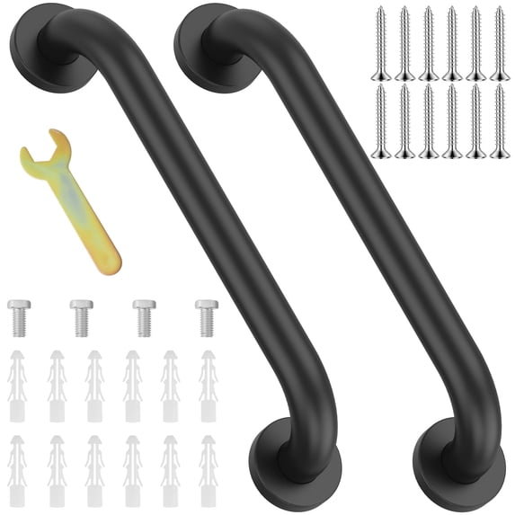 Txkrhwa 2PCS 12 inch Safety Handle Bar, Outdoor Deck Rail Banister, Stainless Steel Bath Shower Hand Rail, Wall Mounted Bathroom Hand Safety Grab Bar, for Stairs Bars Wall Elderly Grab Frame Pipe