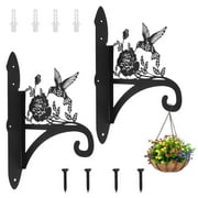 Txkrhwa 2 Pack Hanging Plant Brackets, 14.37inch Aesthetic Wall Plant Hanger, Metal Plant Hook with Hummingbird Silhouette, Anti Rust Lantern Hooks for Hanging Flower Pot Bird Feeder Wind Chimes