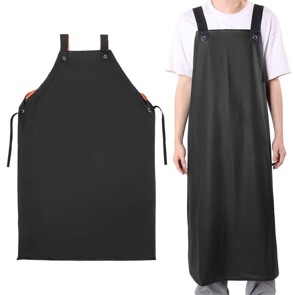 Txkrhwa 2PCS Waterproof Aprons, 43.3" Extra Long Industrial Work Aprons, Heavy Duty PVC Grilling Aprons with Adjustable Bib, Chemical Resistant Working Aprons for Cooking, Baking, Gardening, BBQ